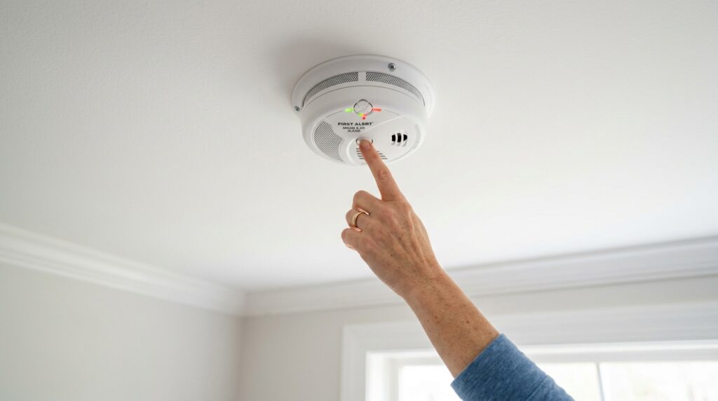 pressing test button on newly installed smoke detector