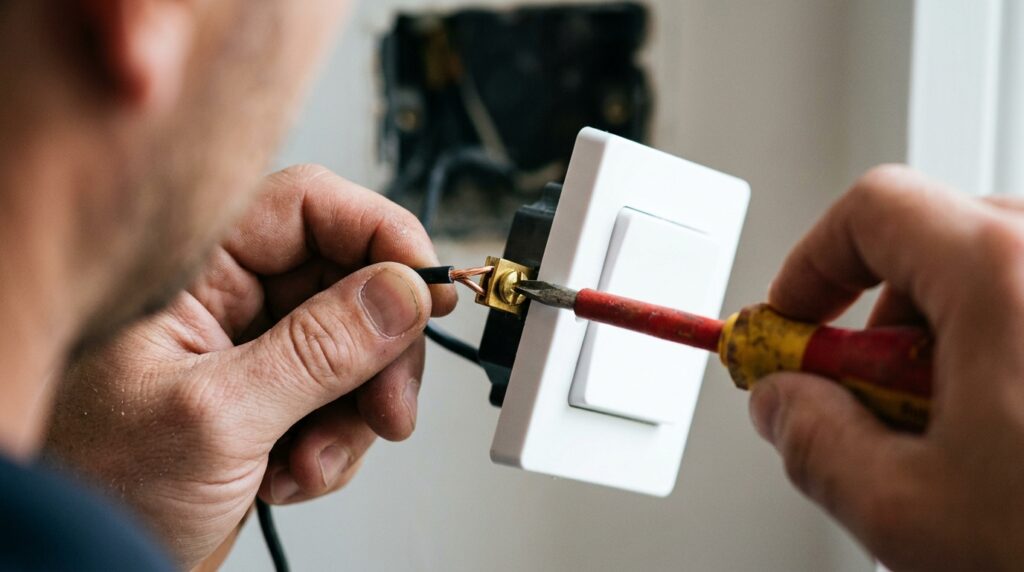 connecting black wire to brass screw terminal on new light switch