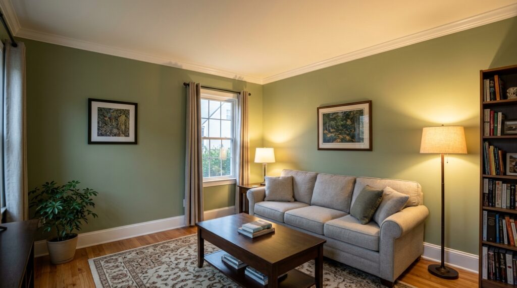 freshly painted room with clean lines at ceiling and trim